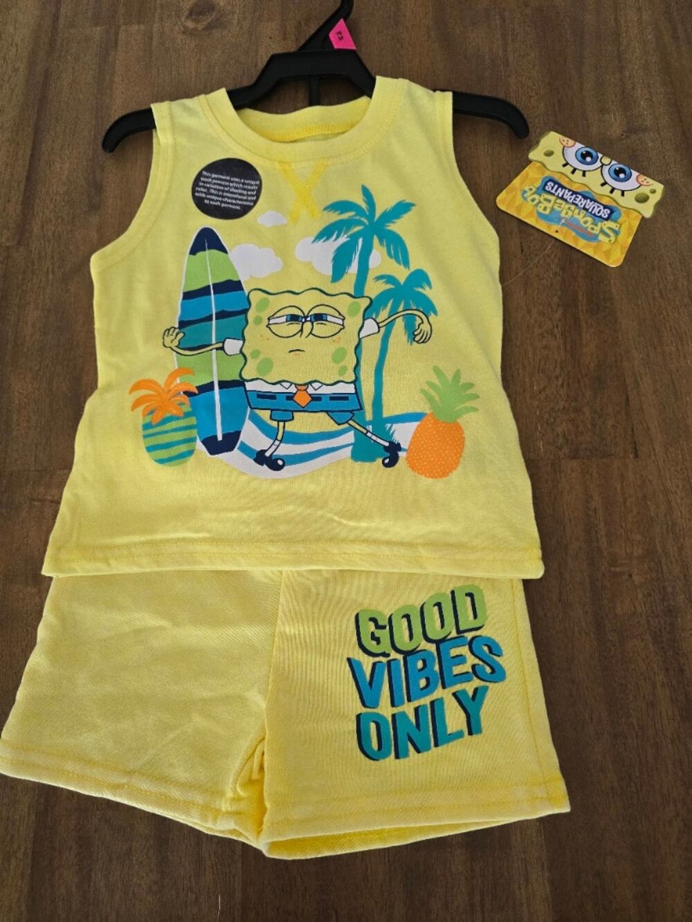 SpongeBob SquarePants Baby Boys Graphic Tank Top & Shorts Set 2-Piece NWT 18 Mon